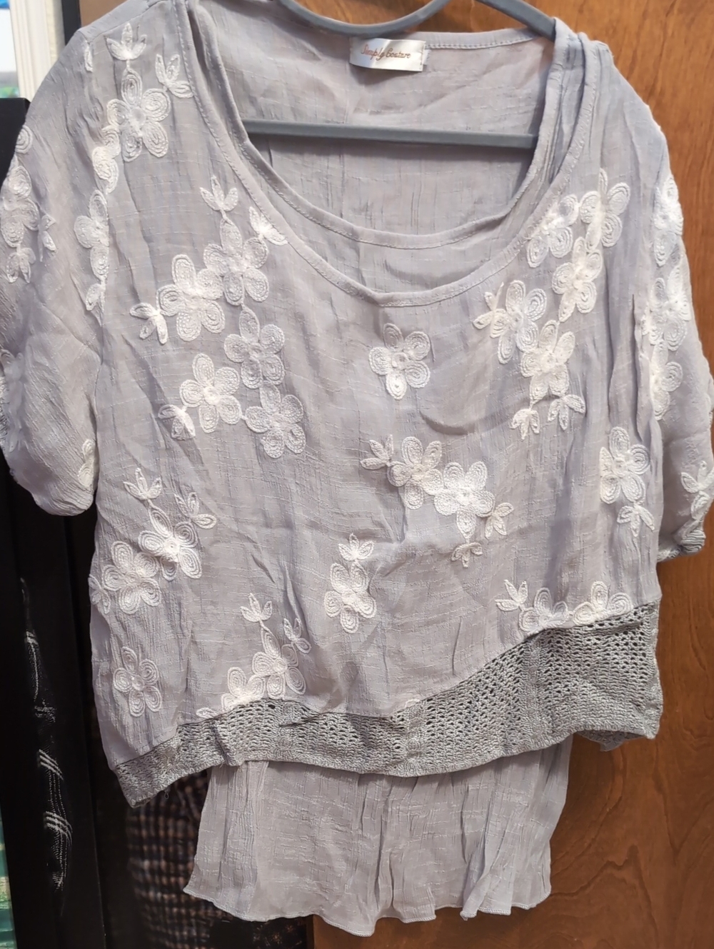Simply Couture Light Gray Layered Embroidered Tunic